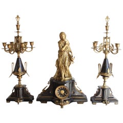19th Century Marble and Bronze Garniture Set