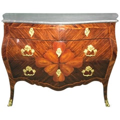 18th Century Italian Louis XV Bois De Violette Chest of Drawers Marble 1750s