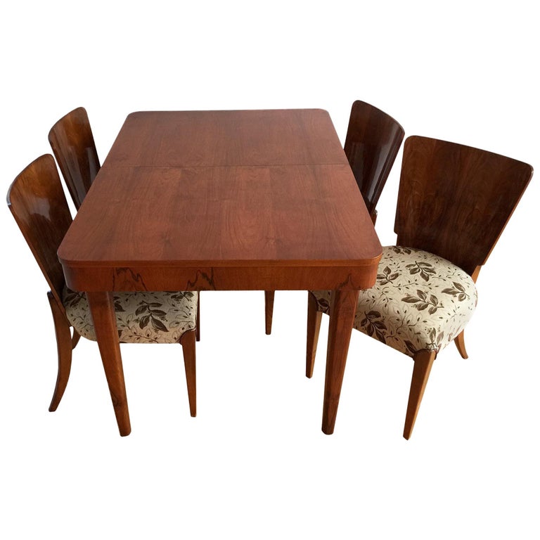Art Deco Walnut Dining Set By Jindrich Halabala 1940s