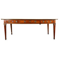 Antique 19th Century Large Continental Leather Top Walnut Desk