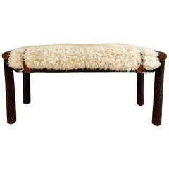 Forsyth x Old Hickory Butte Bench with Custom California Sheepskin Cushion