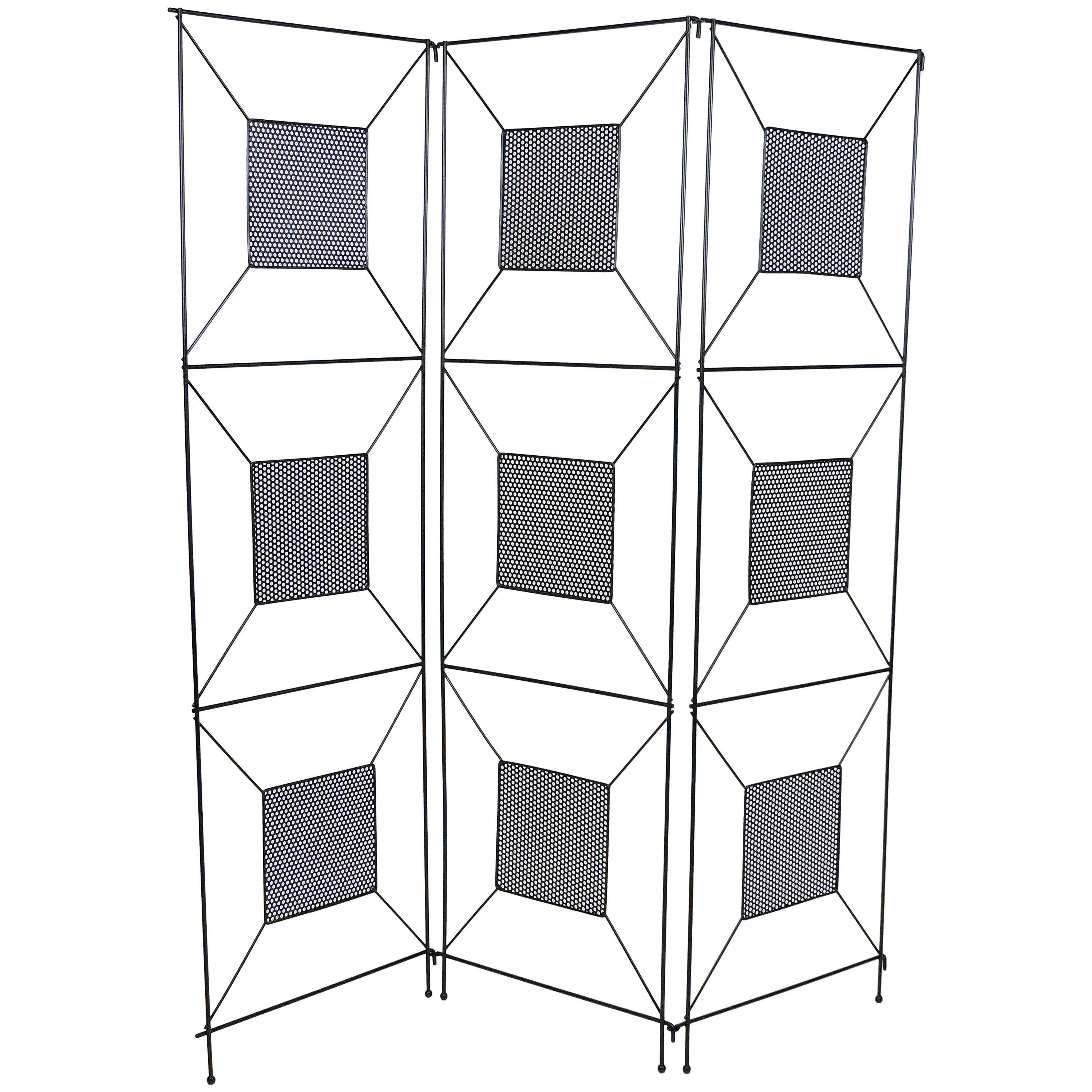 Frederick Weinberg Mid-Century Modern Geometric Iron Screen or Room Divider