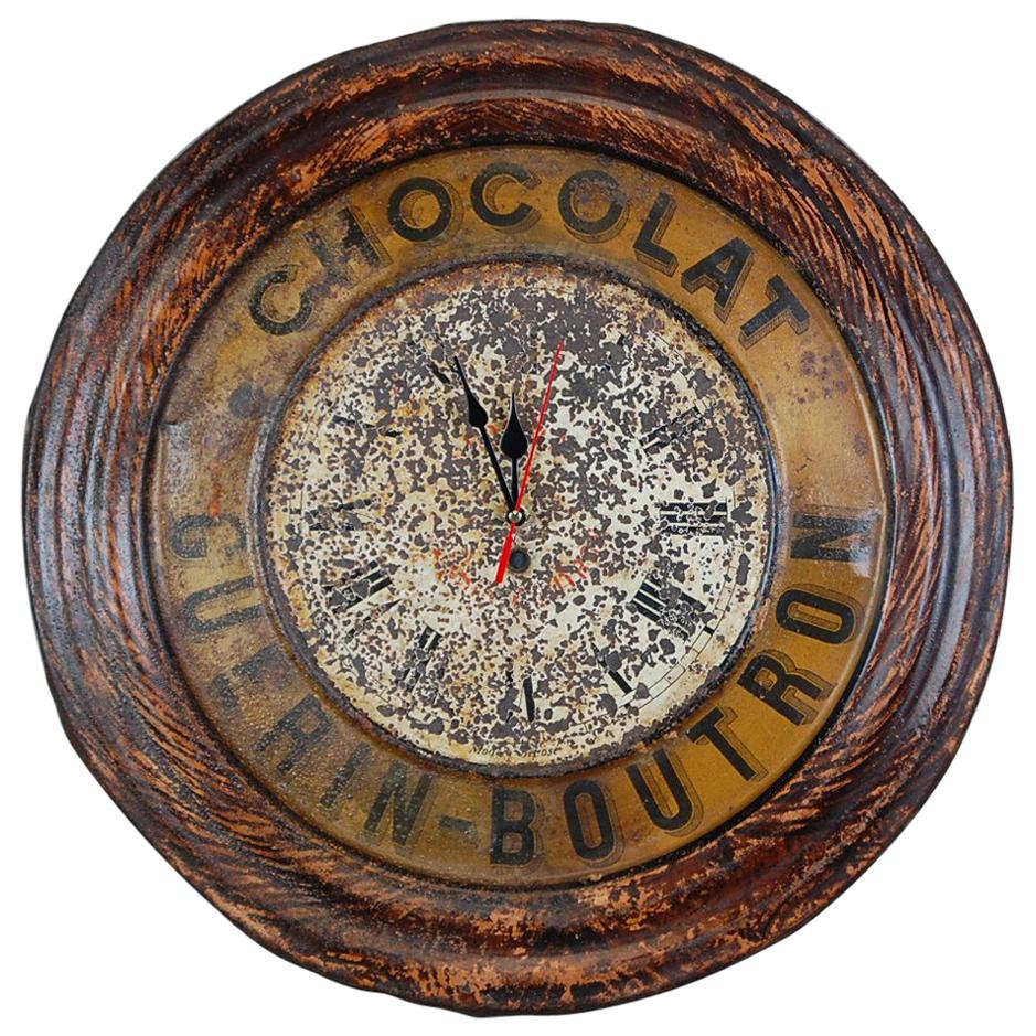 Original French Chocolat Guerin Boutron Advertising Clock