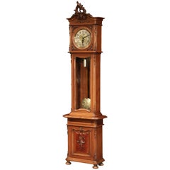 19th Century French Louis XV Carved Walnut Grandfather Clock from Lyon