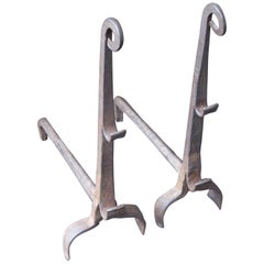 Antique 17th Century French Louis XIII Andirons or Firedogs