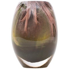 Glass and Copper Mesh Vase by Omer Arbel for OAO Works, Olive Green