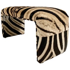 Vintage Waterfall Bench Restored in Zebra Hide