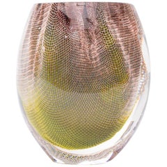 Glass and Copper Mesh Vase by Omer Arbel for OAO Works, Green