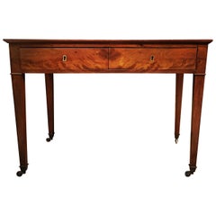 Antique French Directoire Mahogany Veneered Writing Table with a Leather Top