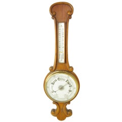 Antique Barometer, Aneroid Barometer, Decorative Barometer, Carved Walnut, B1282
