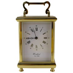 Woodford England Gold Plated Mechanical Carriage Clock
