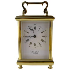 Vintage Woodford England Gold Plated Mechanical Carriage Clock