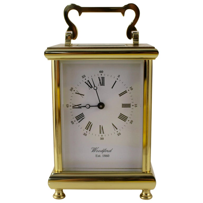 Woodford England Gold Plated Mechanical Carriage Clock For Sale at 1stDibs