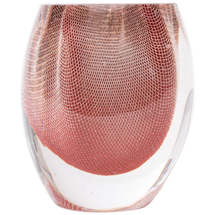 Glass and Copper Mesh Vase by Omer Arbel for OAO Works, Rust