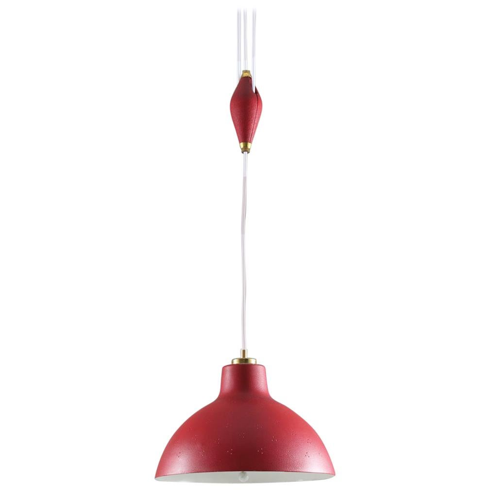 Swedish Midcentury Pendant in Perforated Metal with Counterweight by NK