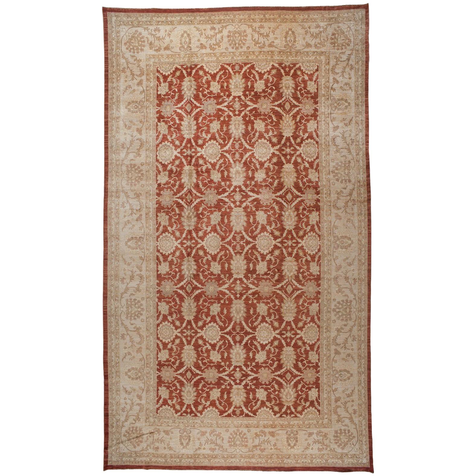 Traditional Pakistani Red Oblong Area Rug