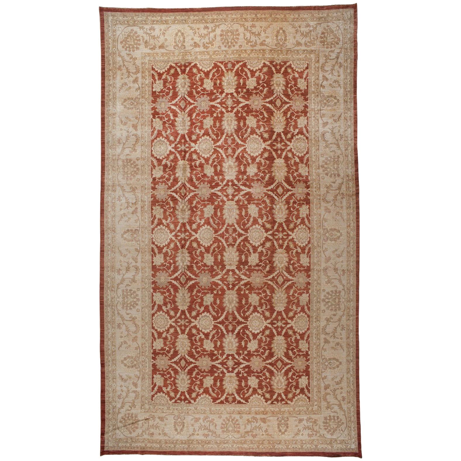 Traditional Pakistani Red Oblong Area Rug For Sale