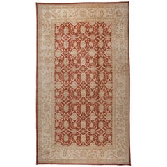 Traditional Pakistani Red Oblong Area Rug