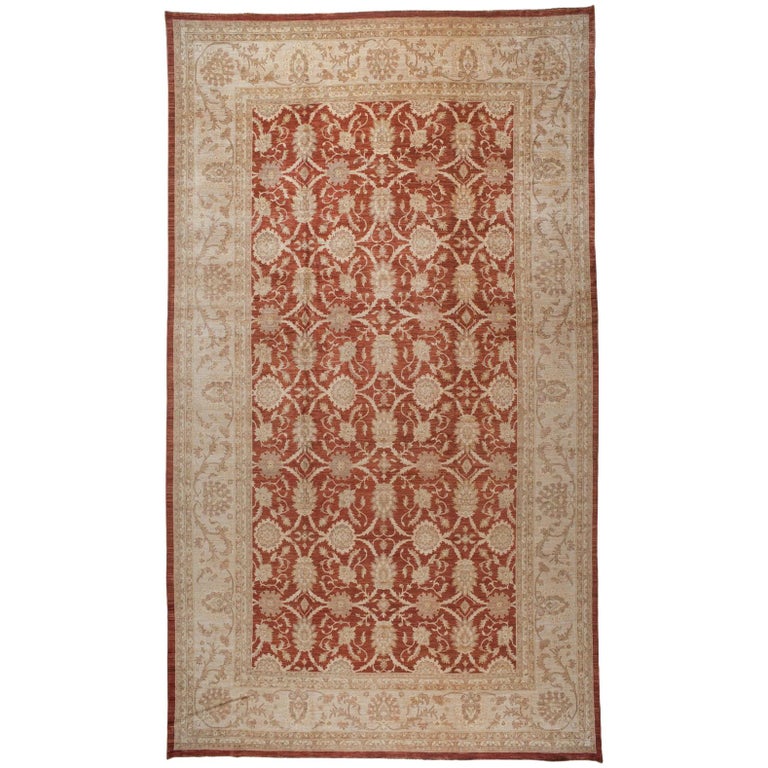 Traditional Pakistani Red Oblong Area Rug For Sale at 1stDibs