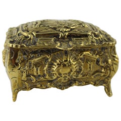 Ornate Heavy Brass Victorian Casket with Velvet Lined Interior