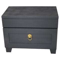 Retro MCM Chalkboard Painted Wood Chest with Brass Lion Head Pull