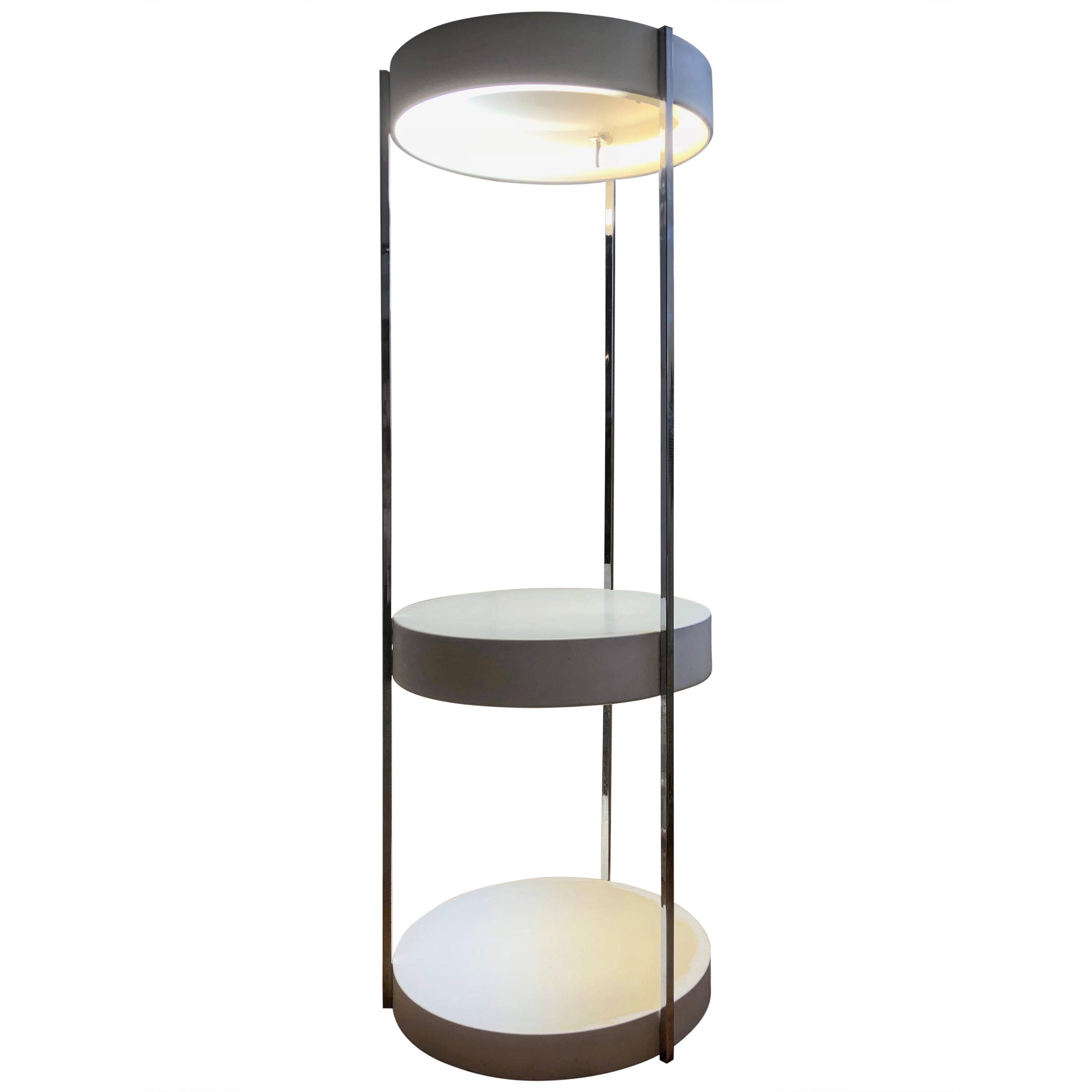  Kovaks Enameled Steel Floor Lamp Shelving & Display Etagere Mid-Century Minimal For Sale