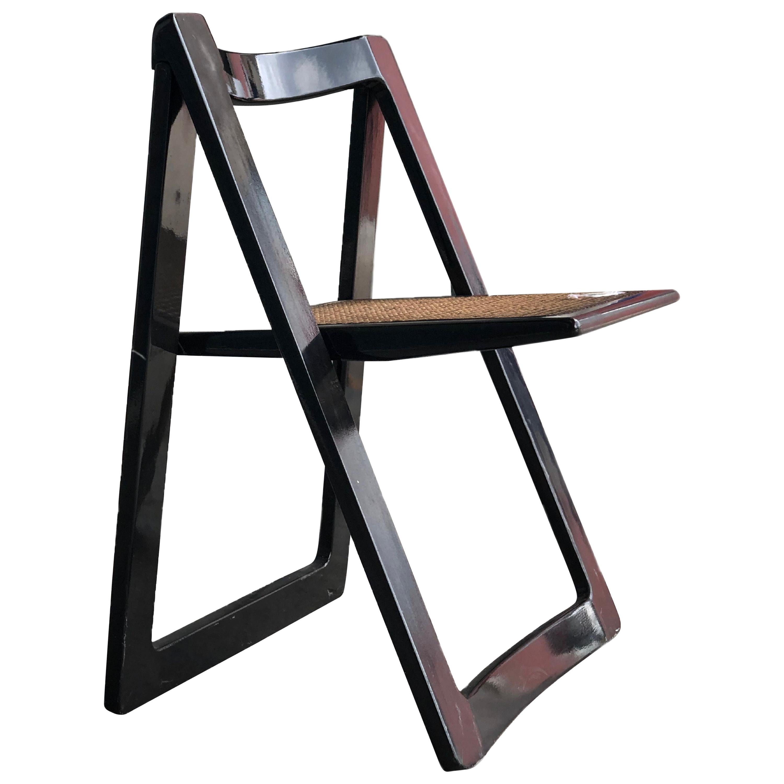 1960s Italian Minima Aldo Jacobsen Black Lacquer Trieste Folding Chair