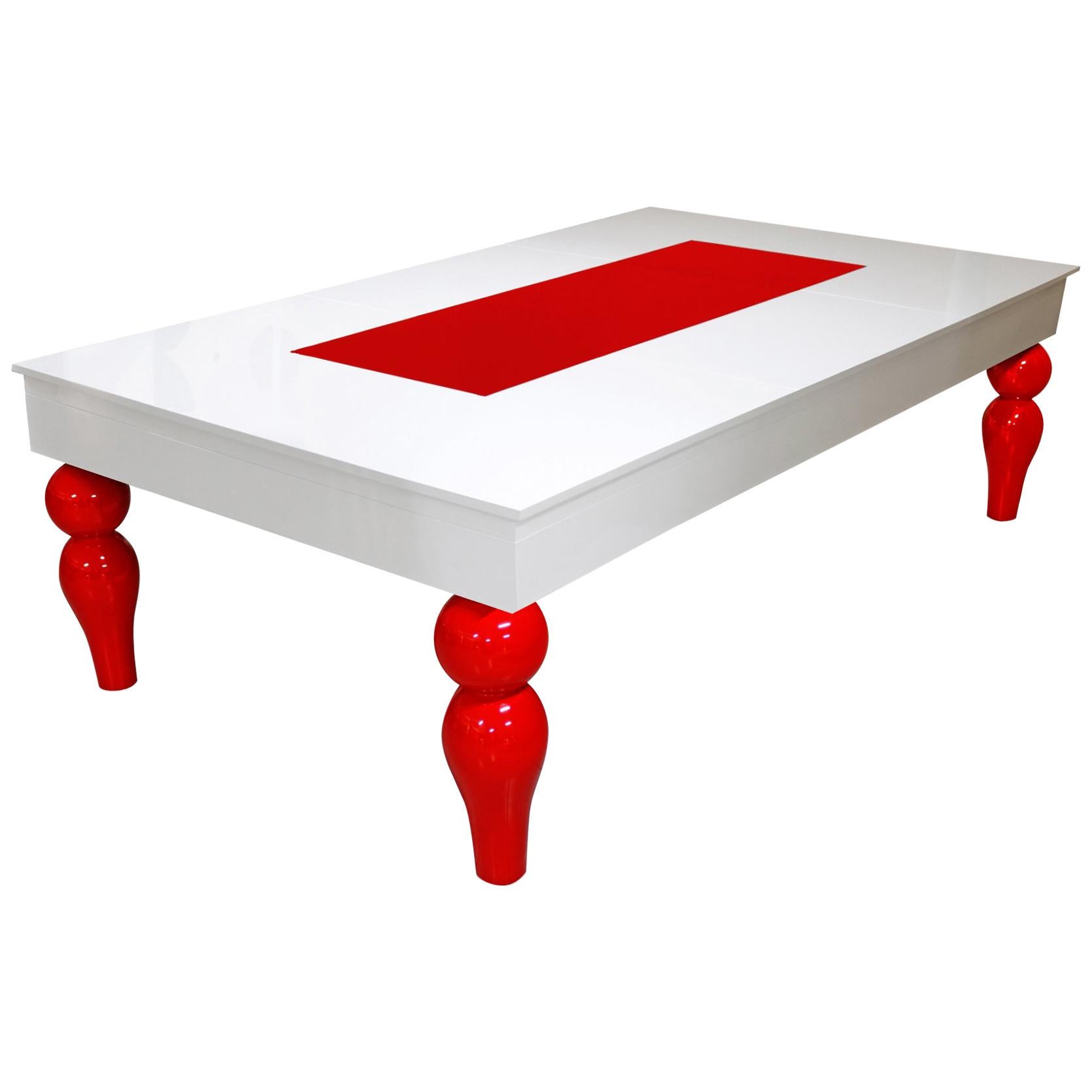 Modern Design Dining Table Billiard Snooker Pool Ping-Pong Table in White & Red