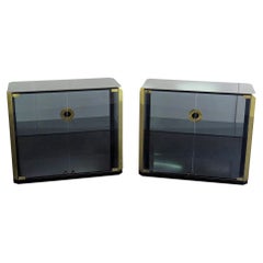 Pair of Mid-Century Modern Brass Willy Rizzo Display Vitrine Cabinets