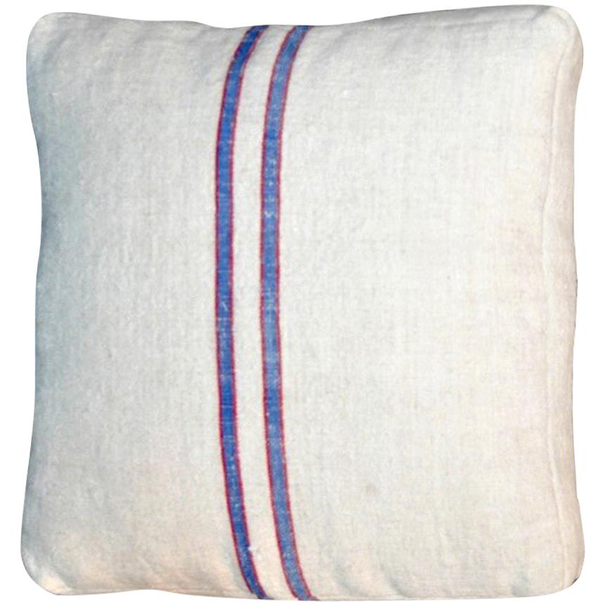 1940s Blue-Red Striped Pillow/ 2 st  For Sale