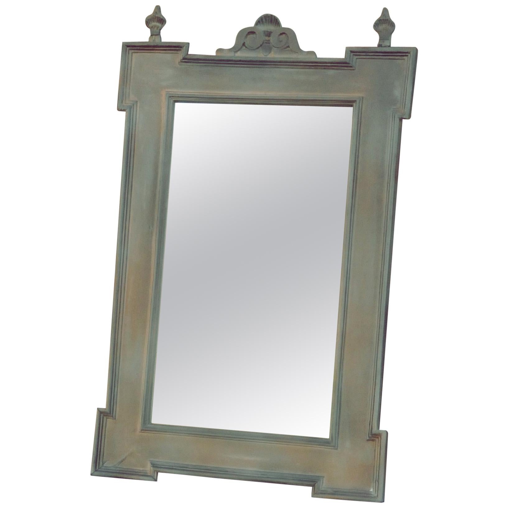 Old German Antique Style Wooden Mirror For Sale