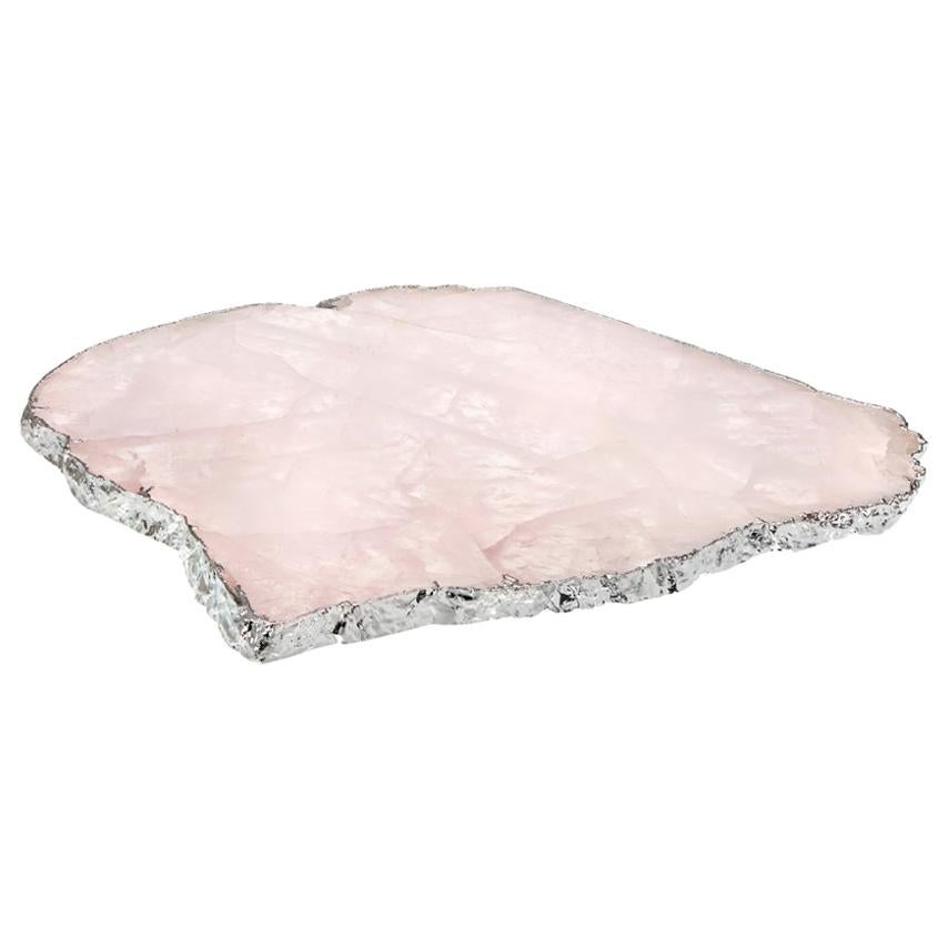 Kiva Medium Platter in Rose Quartz and Pure Silver by Anna Rabinowitz For Sale