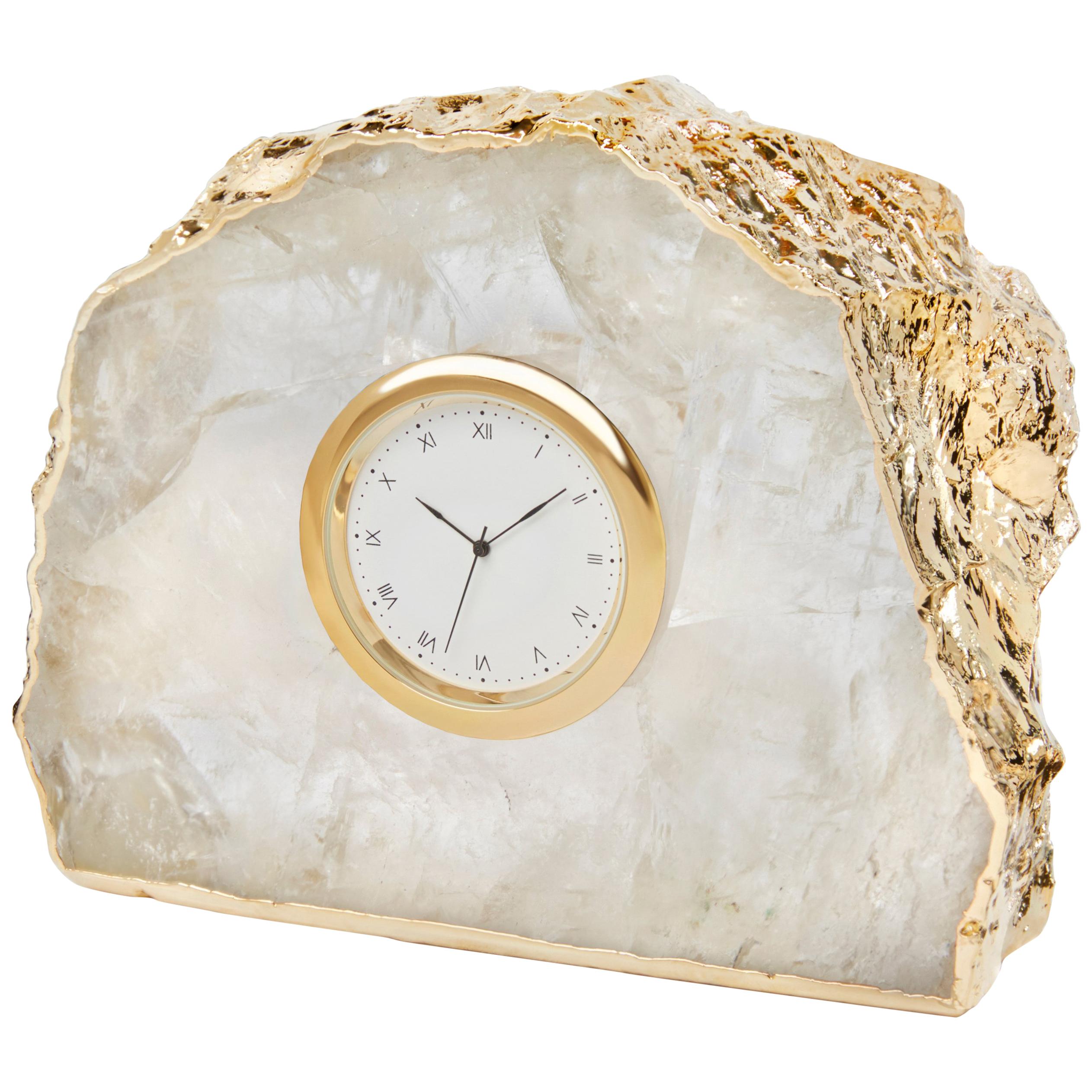 Ampliar Clock in Crystal and Gold by Anna Rabinowitz For Sale