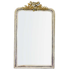 Antique 19th Century Wall Mirror with Decorative Bird Detail