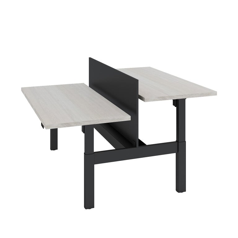 Custom Sit Stand Double Essentials Desk W Solid Wood Top And Custom Sit Stand Double Essentials Desk W Solid Wood Top Metal Base Small