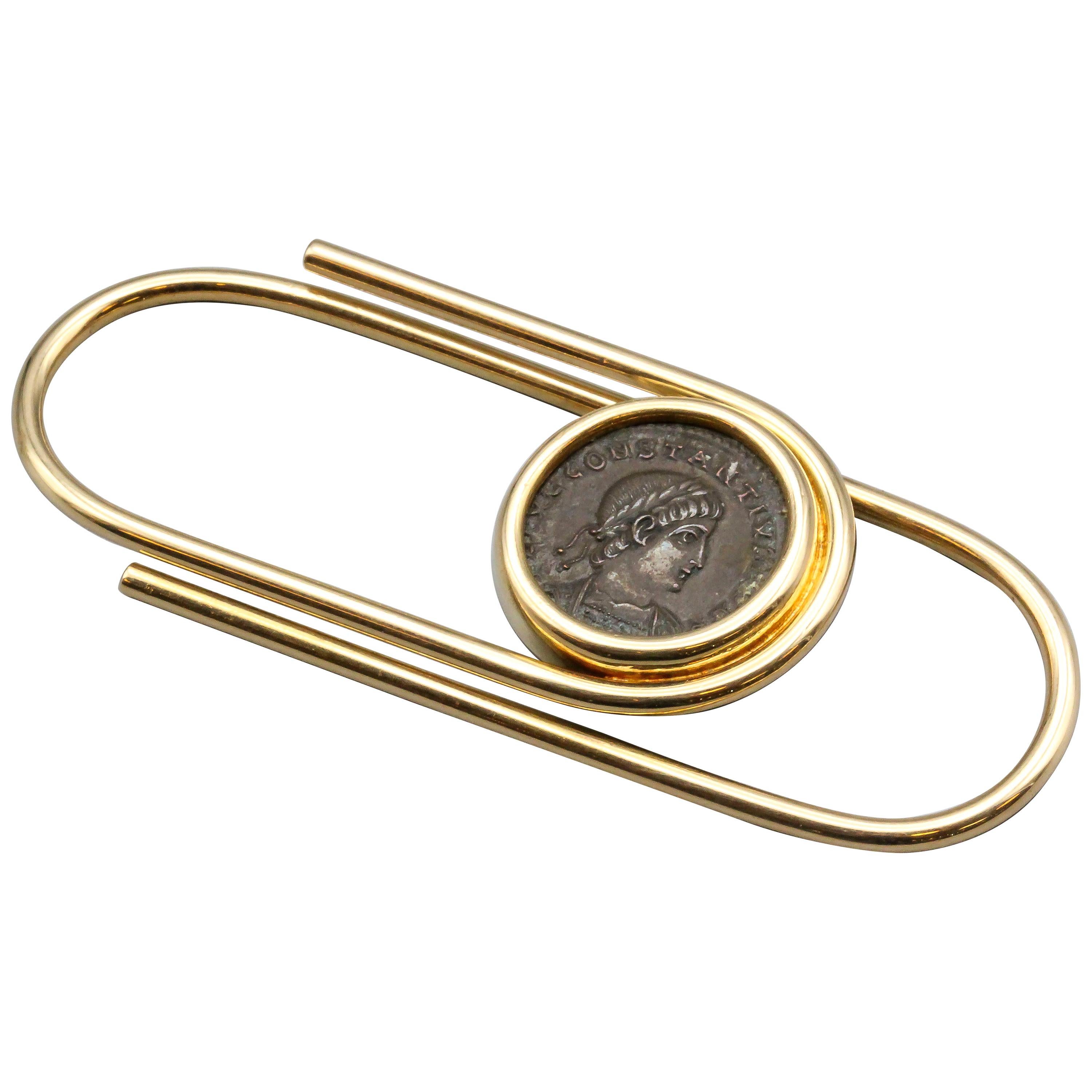Bulgari Gold Money Clip with Ancient Coin
