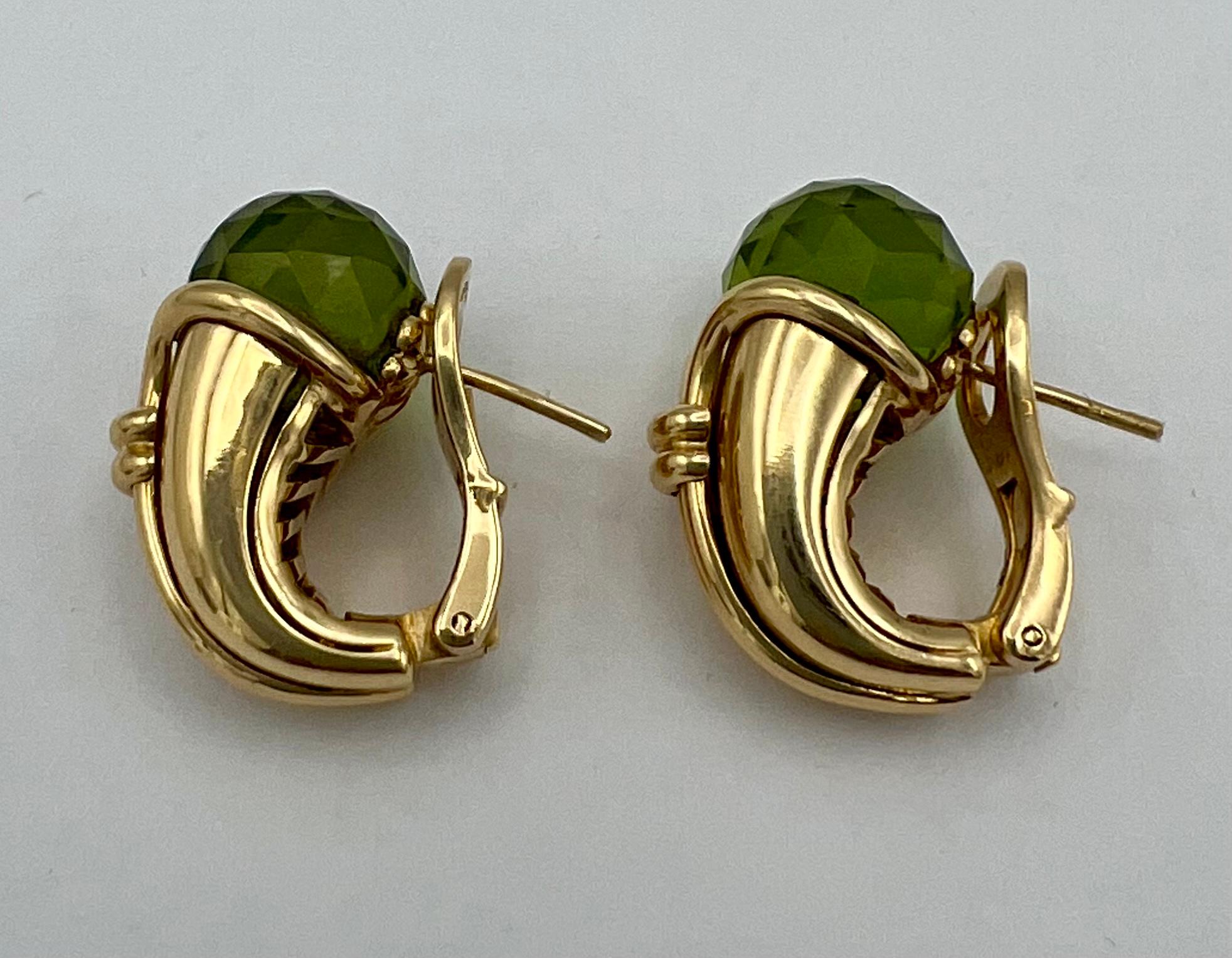 Bulgari Gold Peridot Cornucopia Earrings For Sale 1