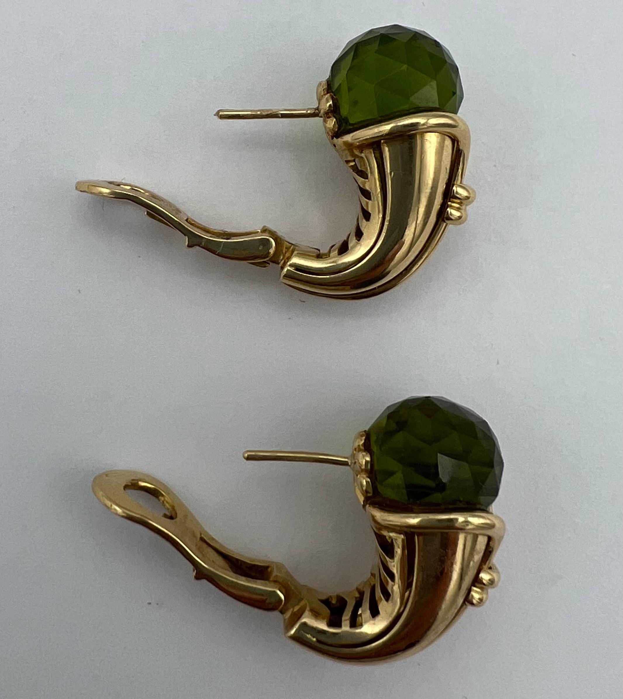 Bulgari Gold Peridot Cornucopia Earrings For Sale 2