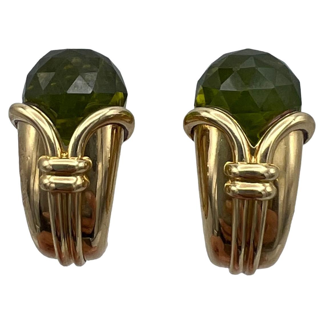 Bulgari Gold Peridot Cornucopia Earrings For Sale