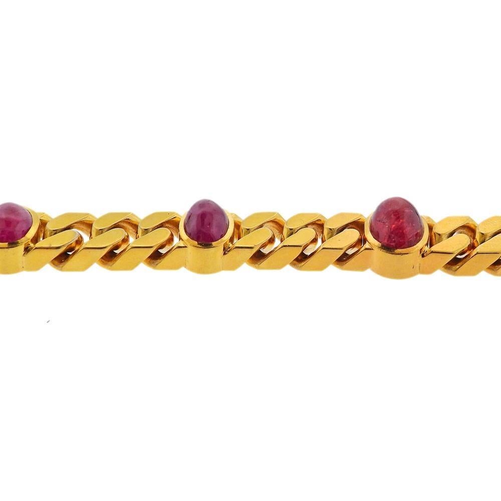 Bulgari Gold Pink Tourmaline Bracelet In Excellent Condition In New York, NY