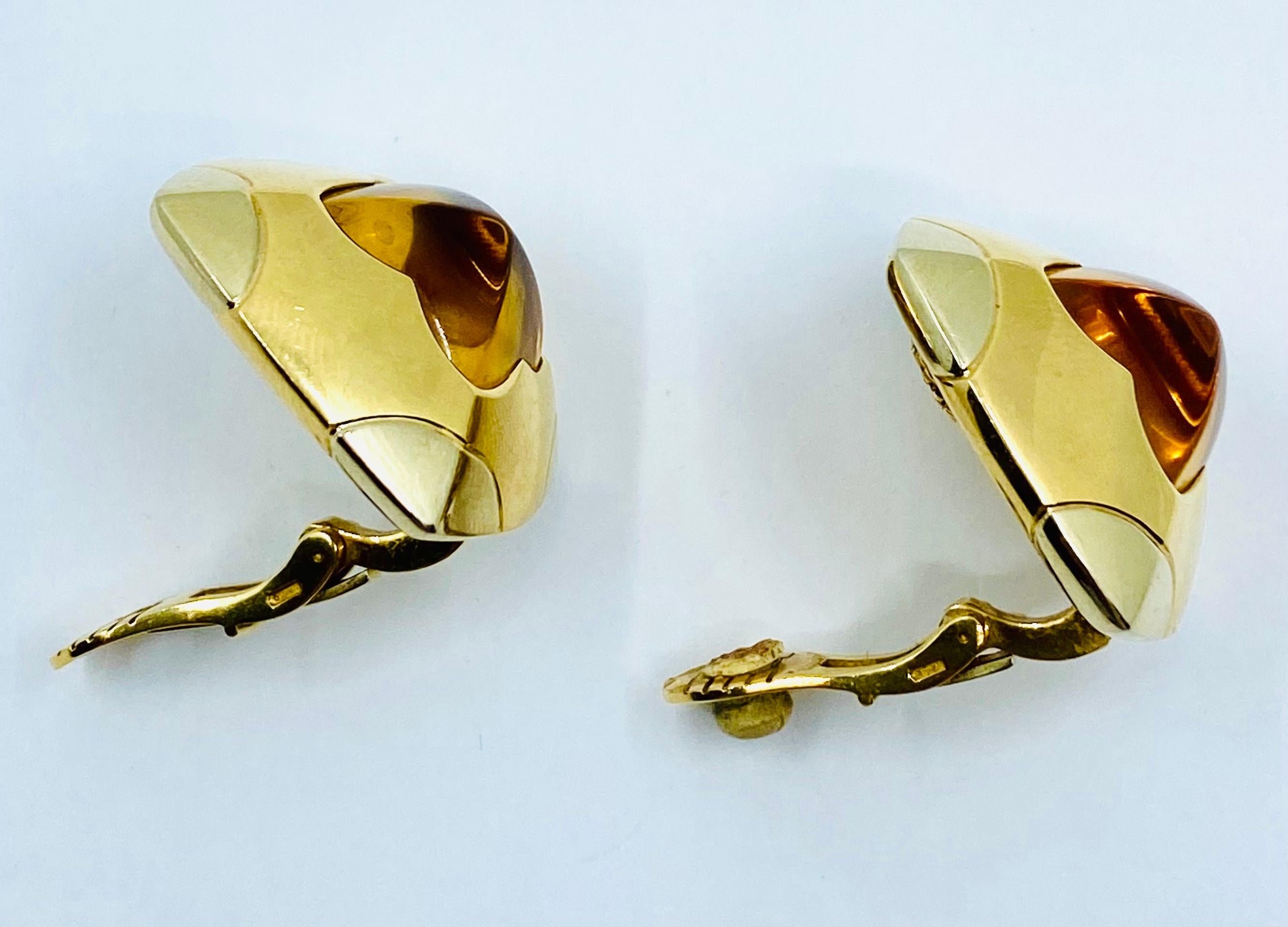 Mixed Cut Bulgari Gold Pyramid Earrings  For Sale
