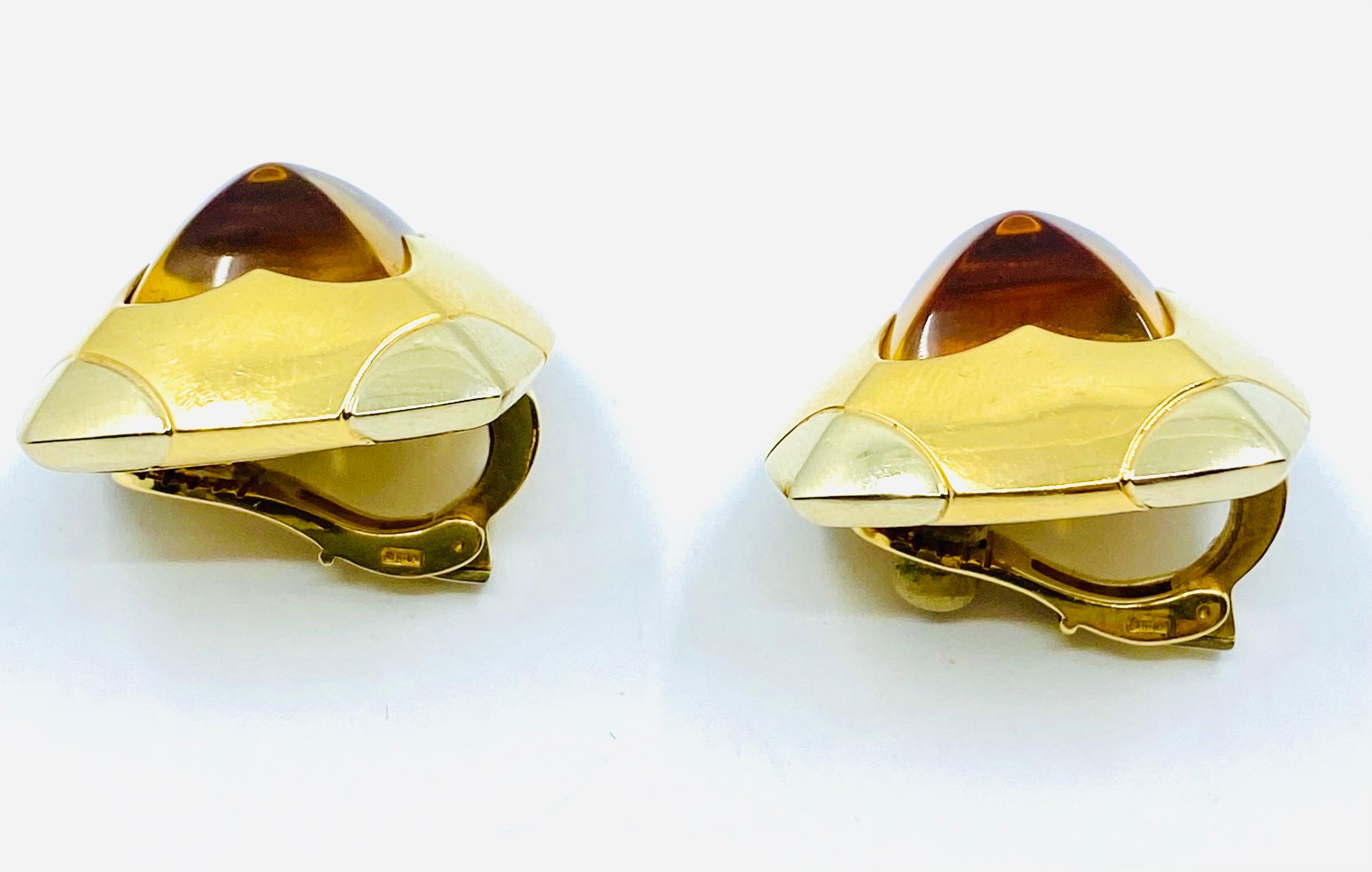 Bulgari Gold Pyramid Earrings  In Excellent Condition For Sale In Beverly Hills, CA