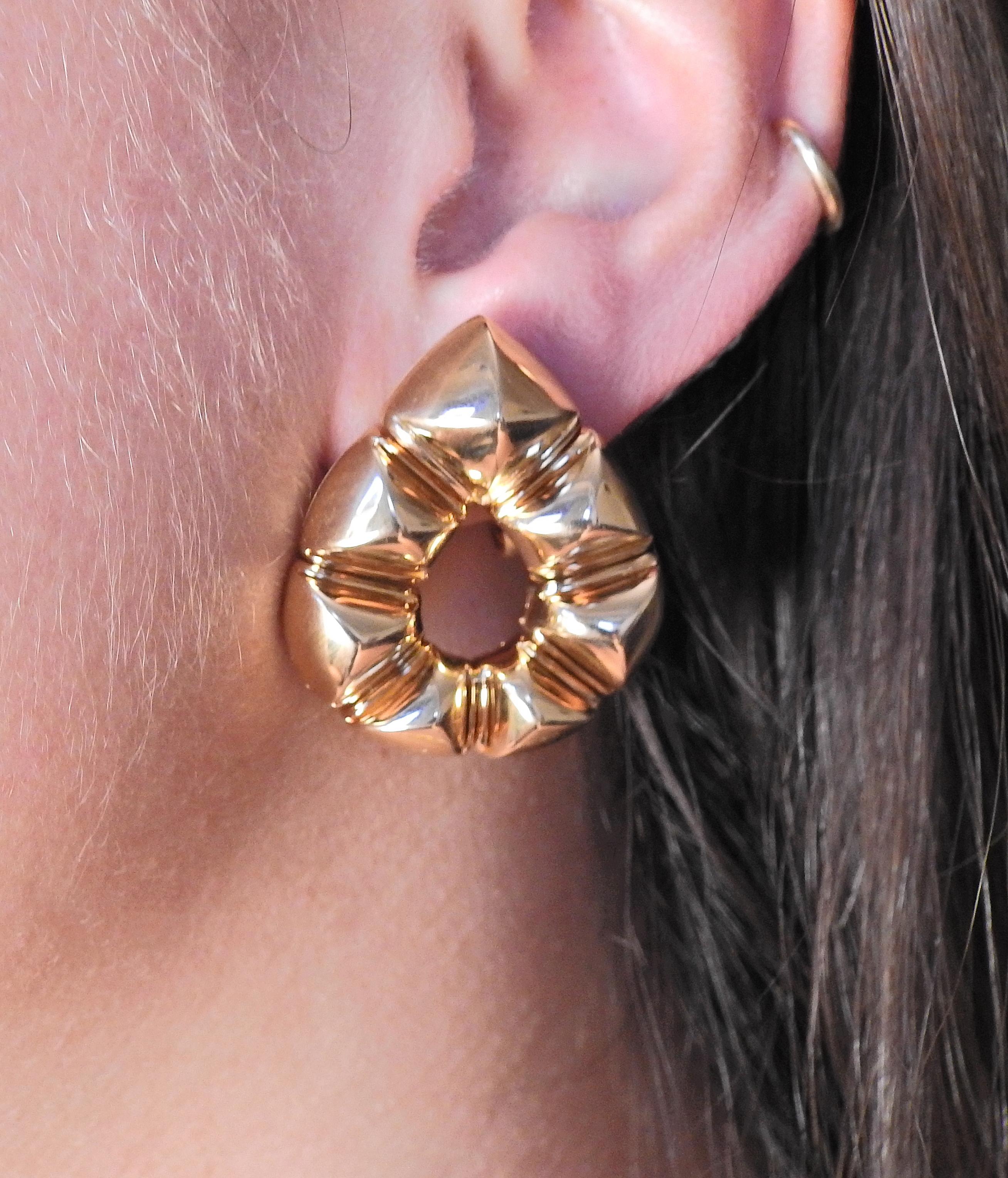 Women's Bulgari Gold Pyramid Earrings For Sale