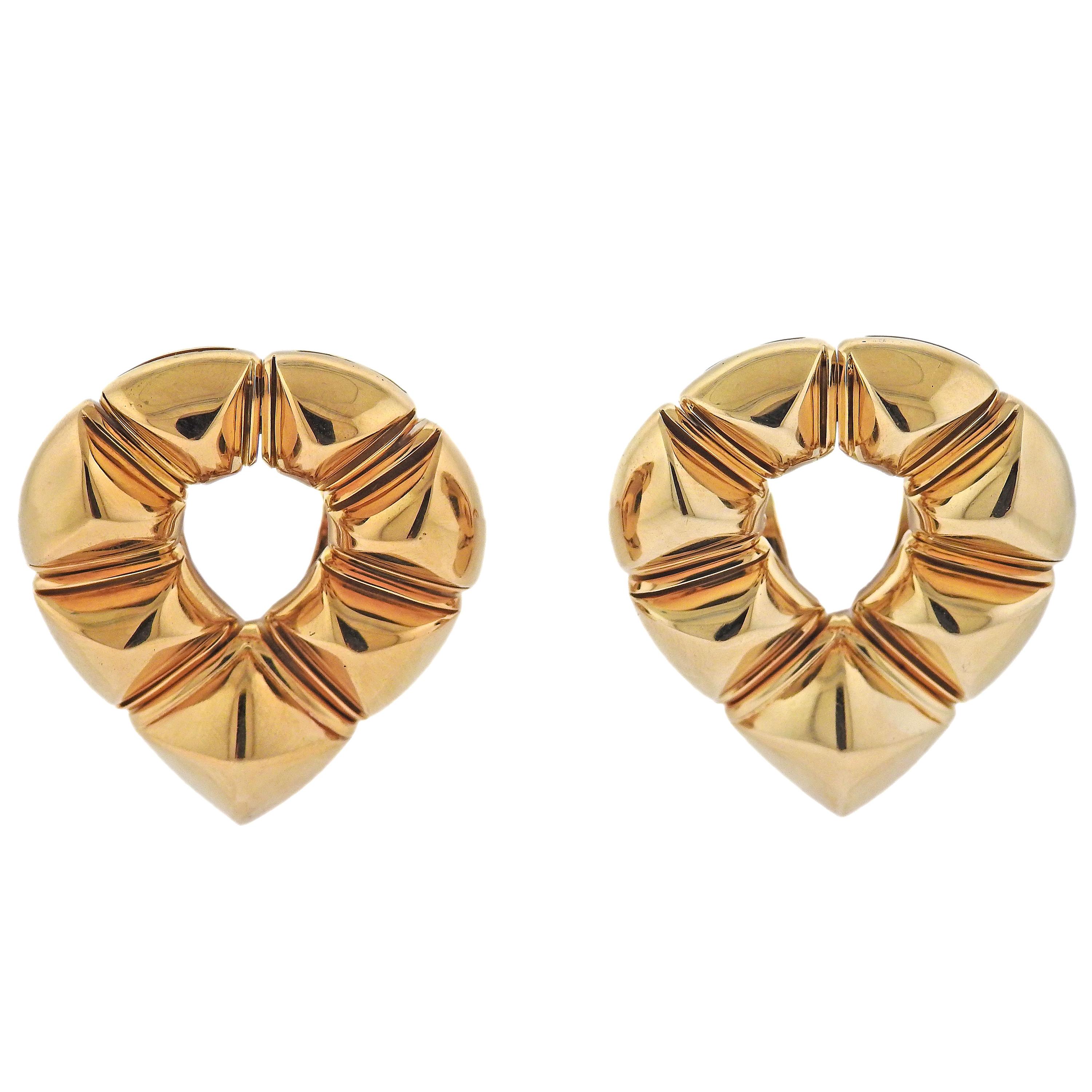 Bulgari Gold Pyramid Earrings For Sale
