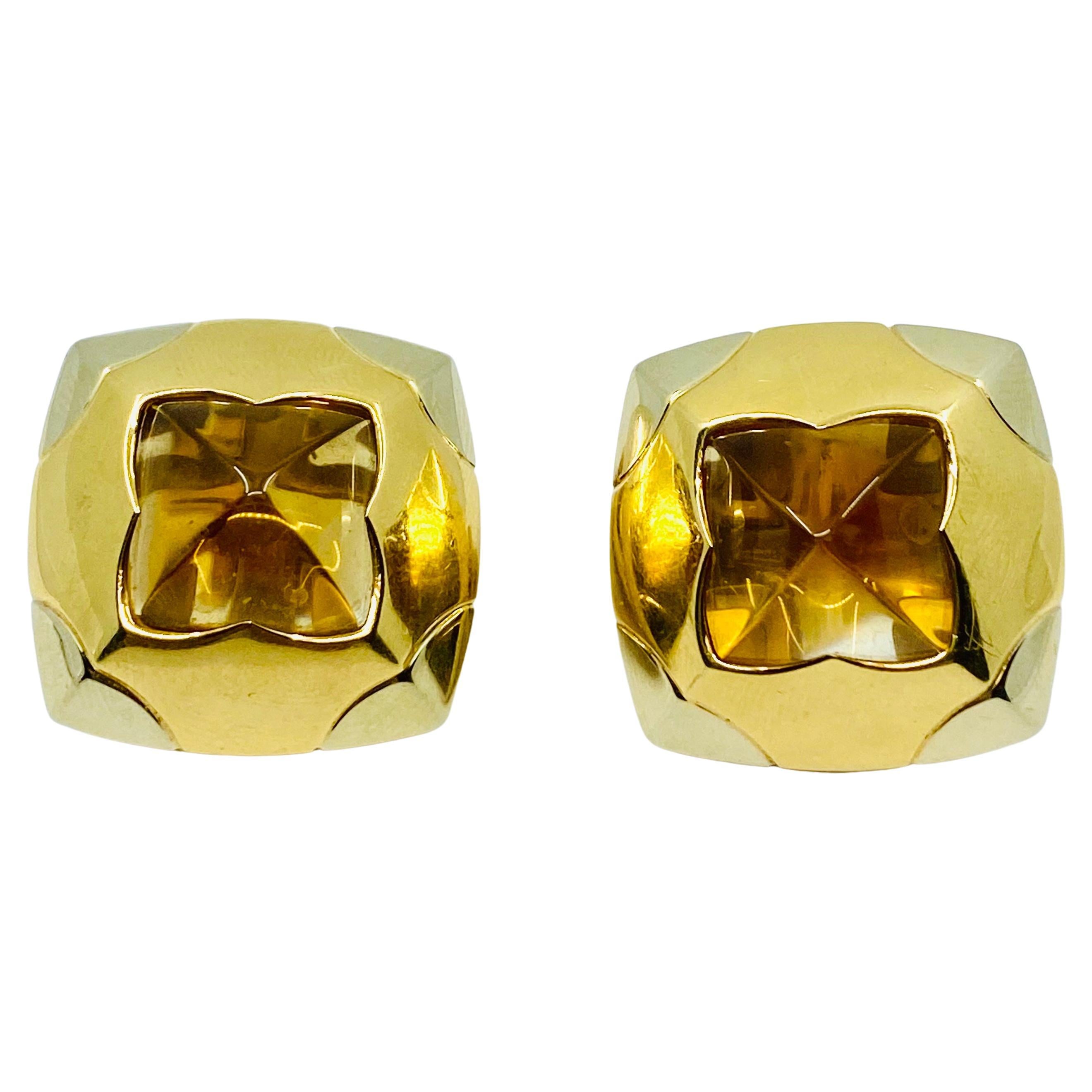Bulgari Gold Pyramid Earrings  For Sale