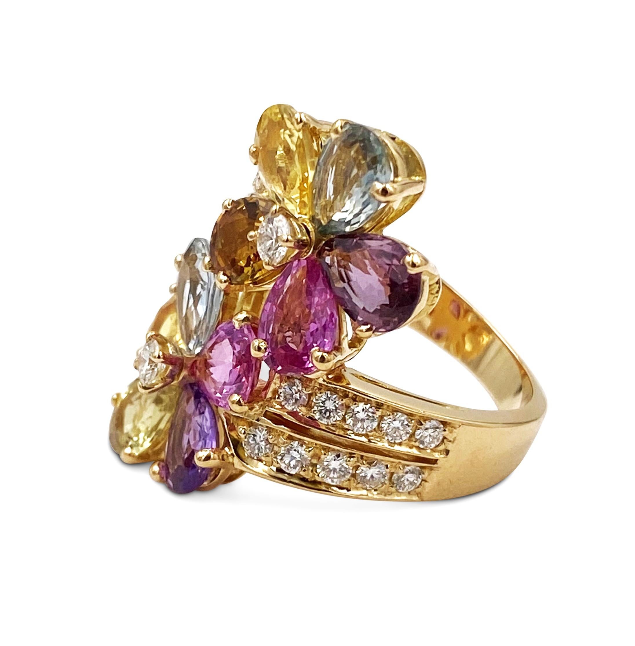 bulgari rainbow flower ring