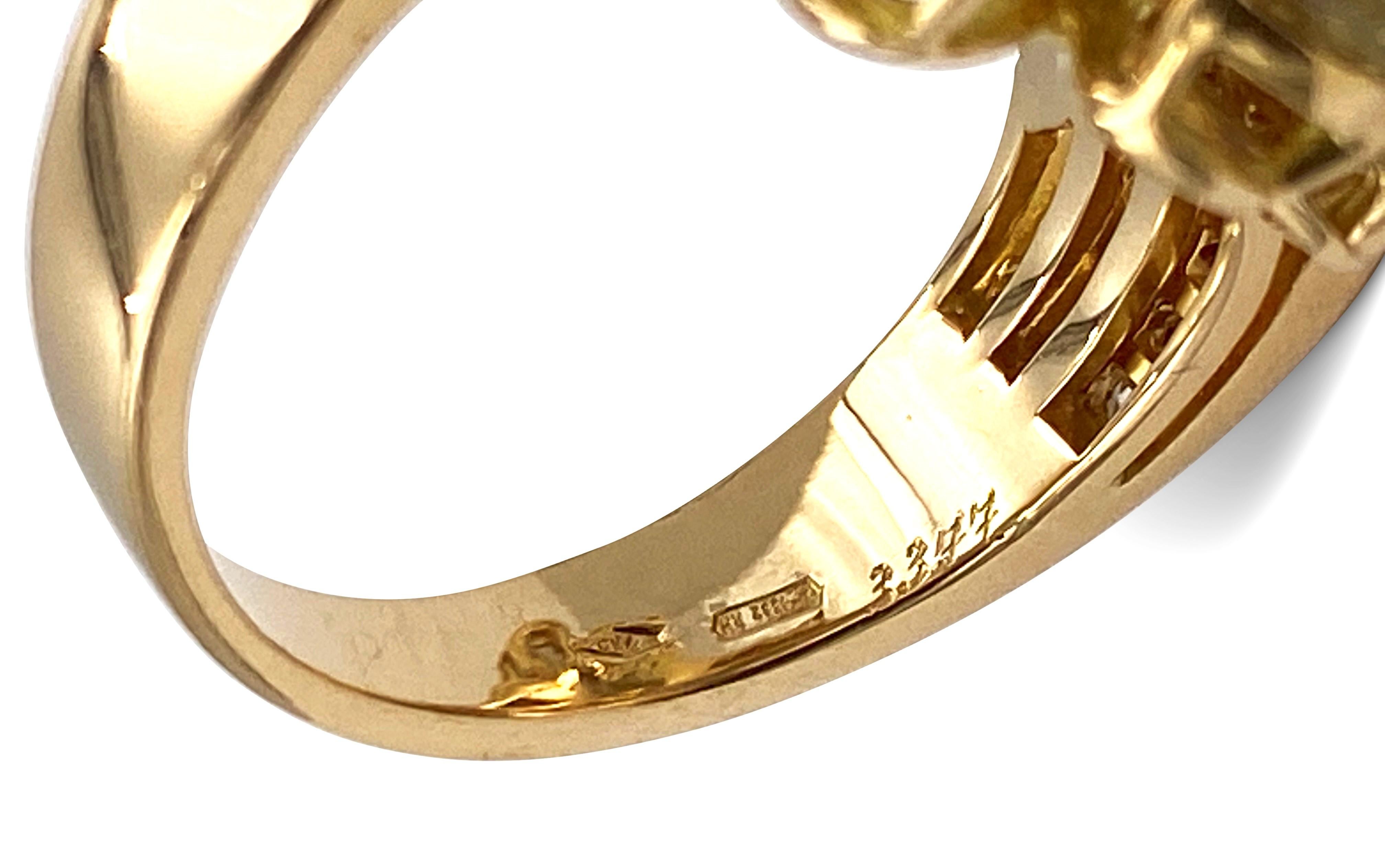 Pear Cut Bulgari Gold Sapphire Diamond Floral Ring