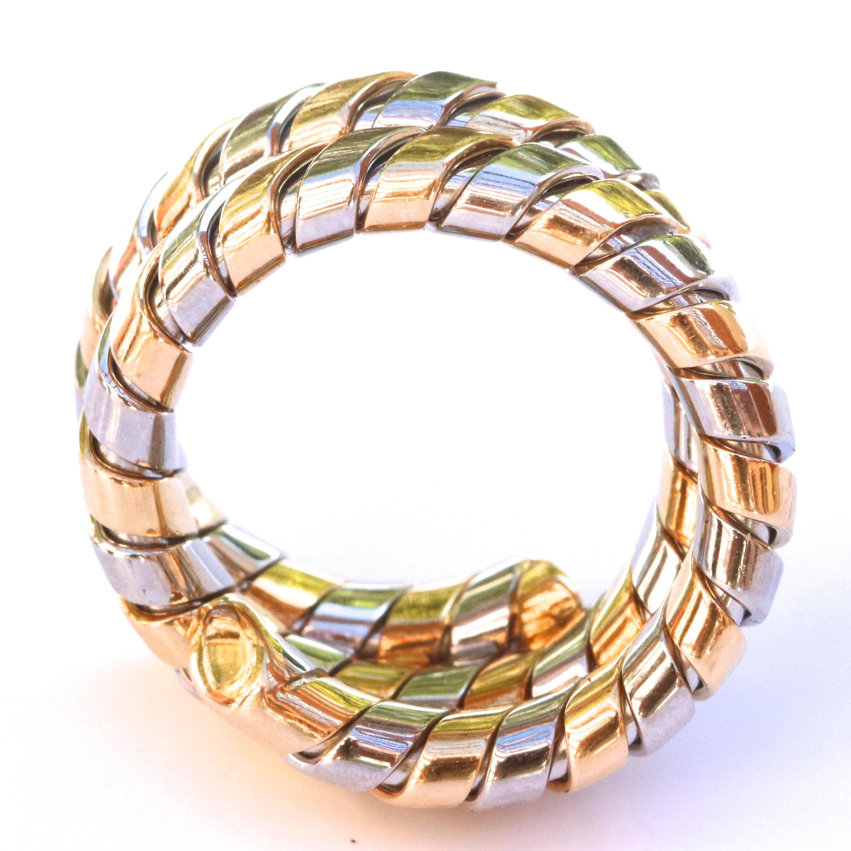 Women's Bulgari Gold Stainless Steel Tubogas Gold Ring