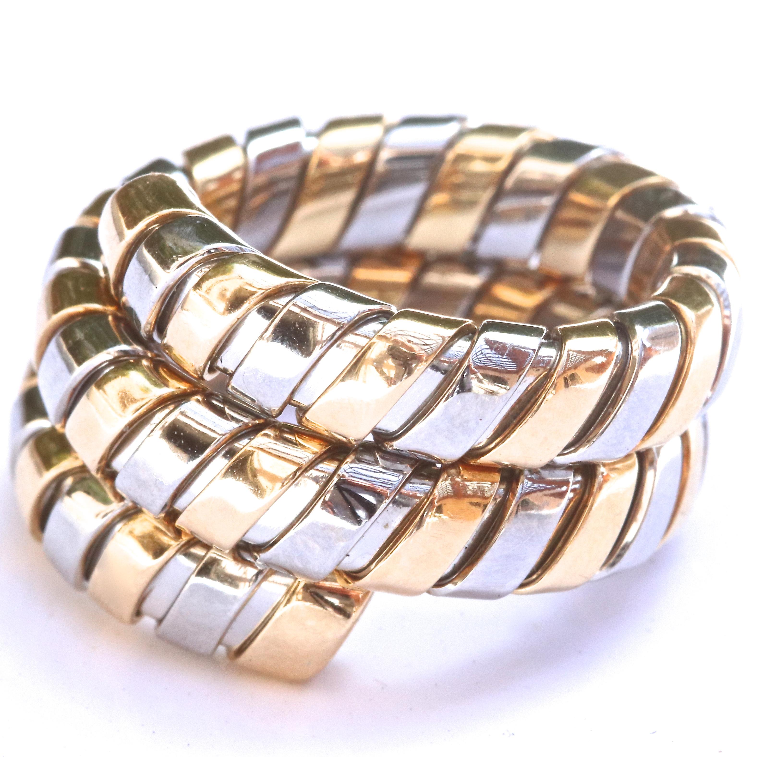 Bulgari Gold Stainless Steel Tubogas Gold Ring 1