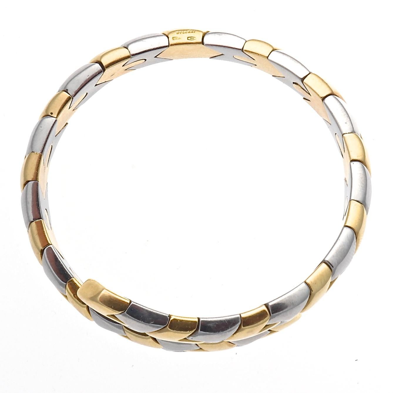 Modern Bulgari Gold and Steel Bracelet